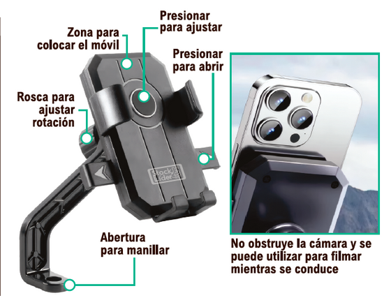 Soporte de móvil para moto estable