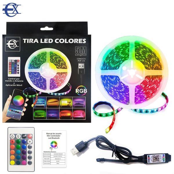 Tira LED RGB 5M con mando y app móvil