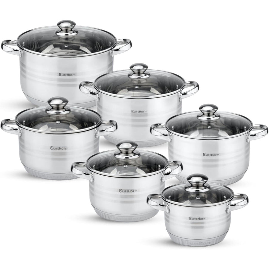 Batería de Cocina 12 Piezas Acero Inoxidable