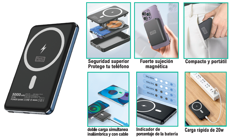 Powerbank inalámbrico magnético 5000 mAh