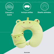 Almohada de viaje infantil con antifaz