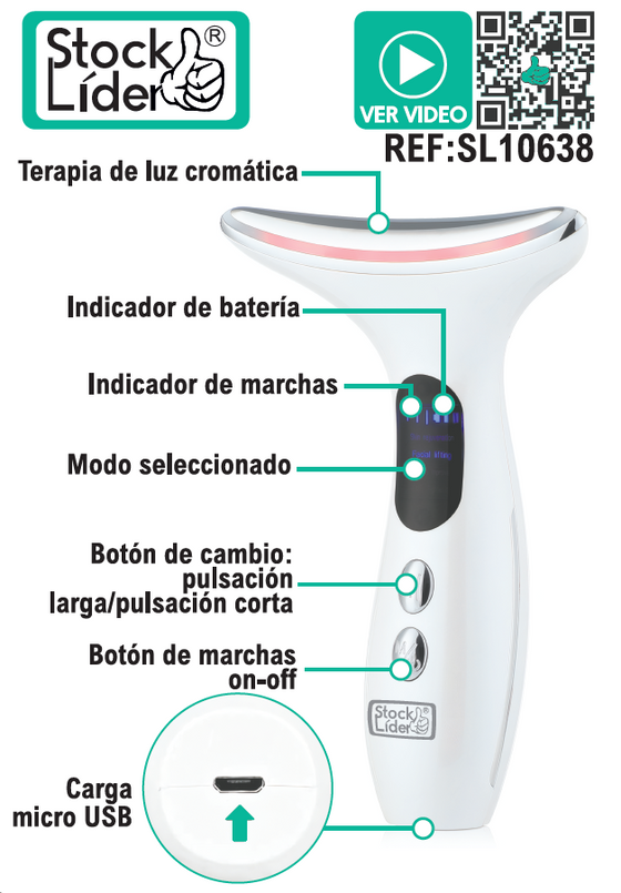 Masajeador facial LED y vibración | ViamoMas