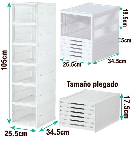 Zapatero 6 plantas plegable con puertas
