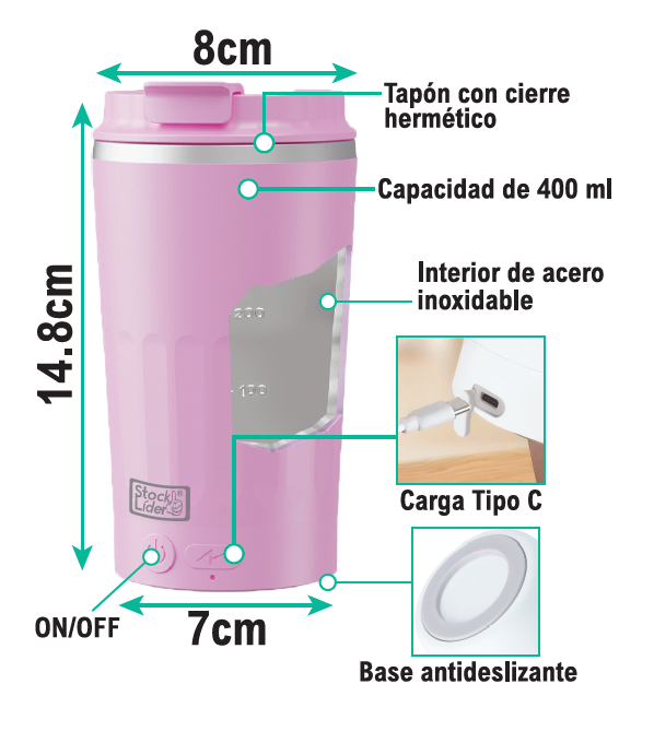 Vaso mezclador recargable 400 ml