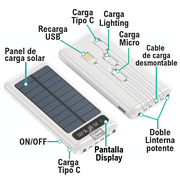 Powerbank solar 10000mAh con linterna