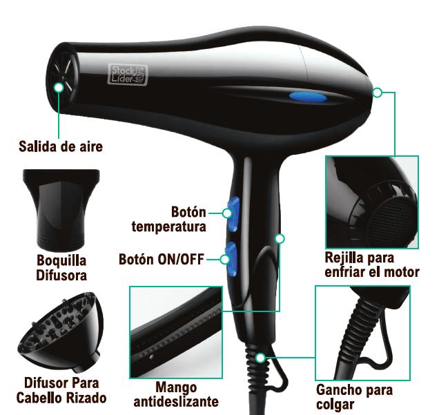 Secador de pelo con difusor 2200W