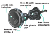 Soporte magnético coche carga inalámbrica