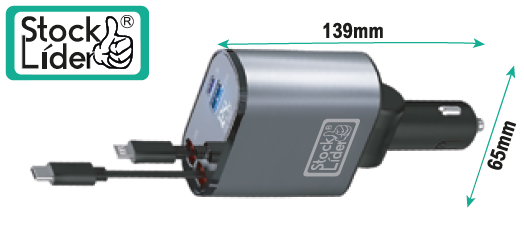 Cargador para coche 120W retráctil