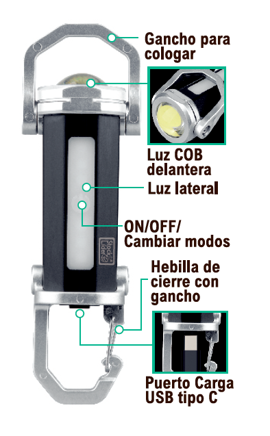 Linterna llavero recargable multifunción