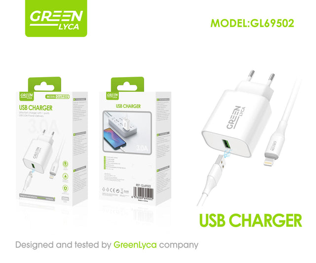 Cargador 3.0A USB-L 100cm | Carga rápida