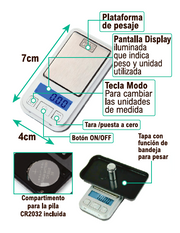 Báscula digital de precisión 0,01 g 200 g