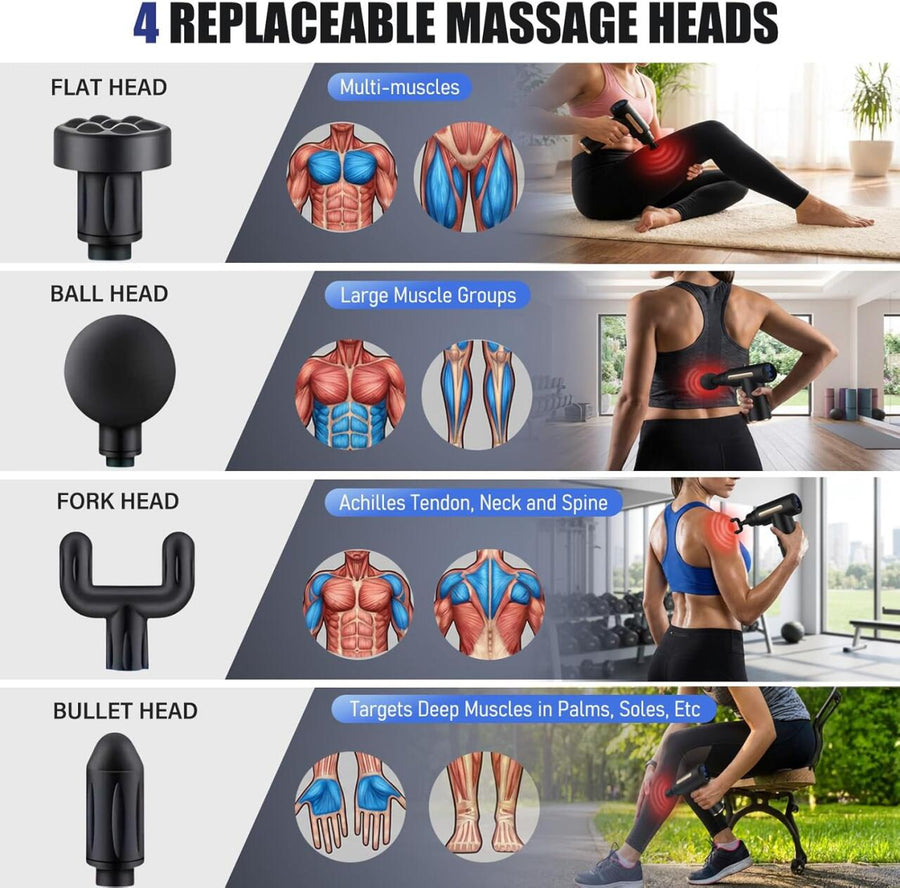 Pistola de masaje muscular recargable