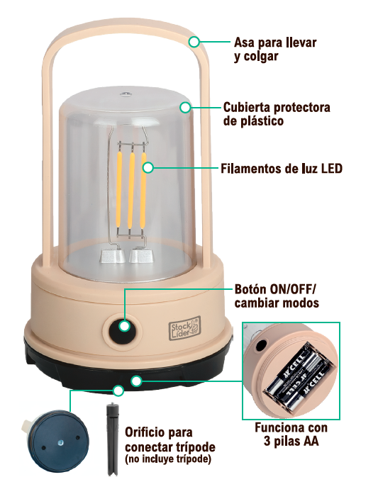 Lámpara de camping LED portátil | ViamoMas