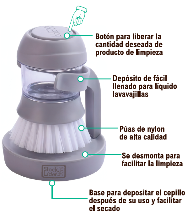 Cepillo con dispensador para limpiar fácil