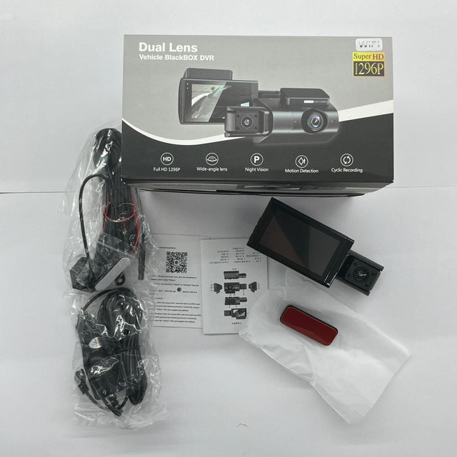 Cámara DVR coche dual 1296p con LCD 3”