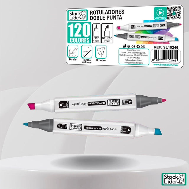 Rotulador marcador doble 120 colores