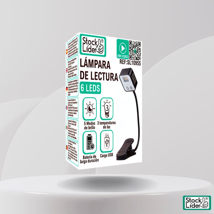 lámpara lectura clip led recargable