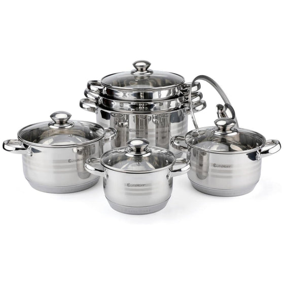 Batería de Cocina 12 Piezas Acero Inoxidable