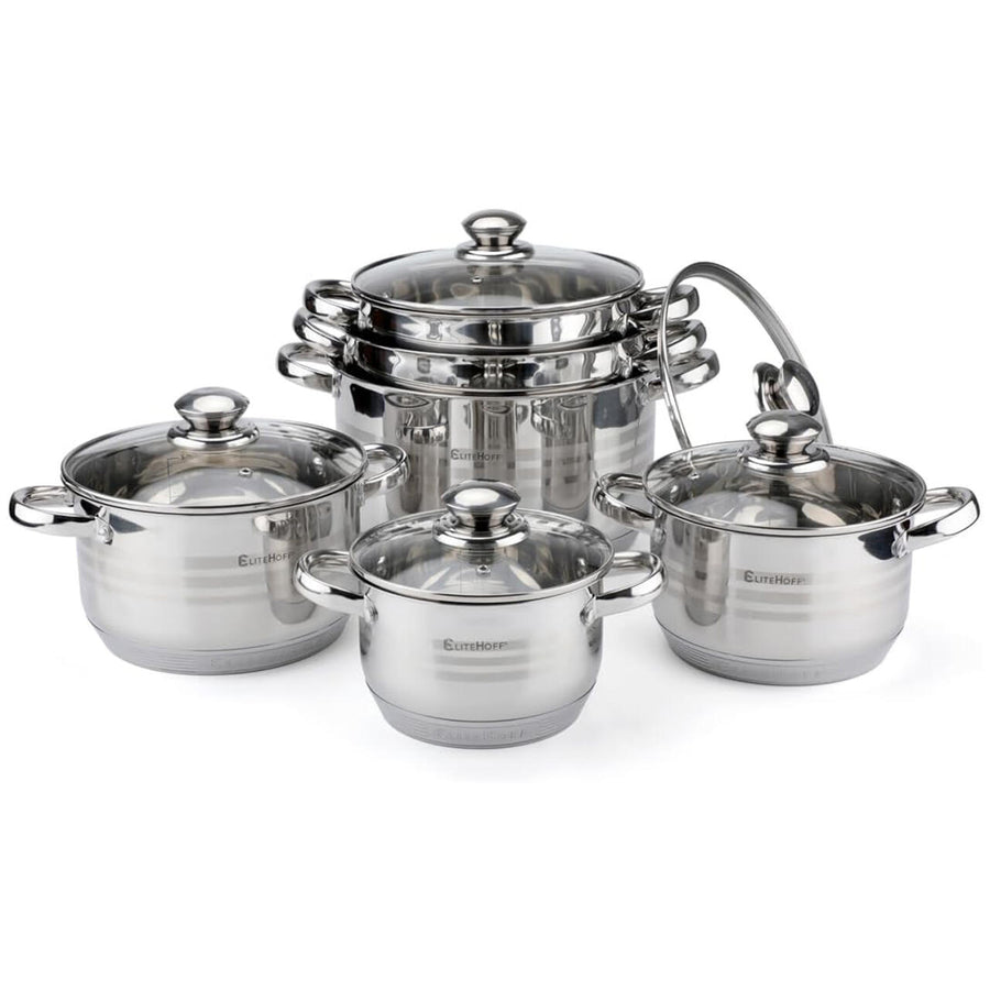 Batería de Cocina 12 Piezas Acero Inoxidable