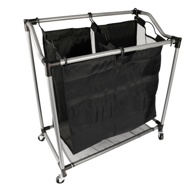 Carrito ropa sucia con ruedas 2 bolsas