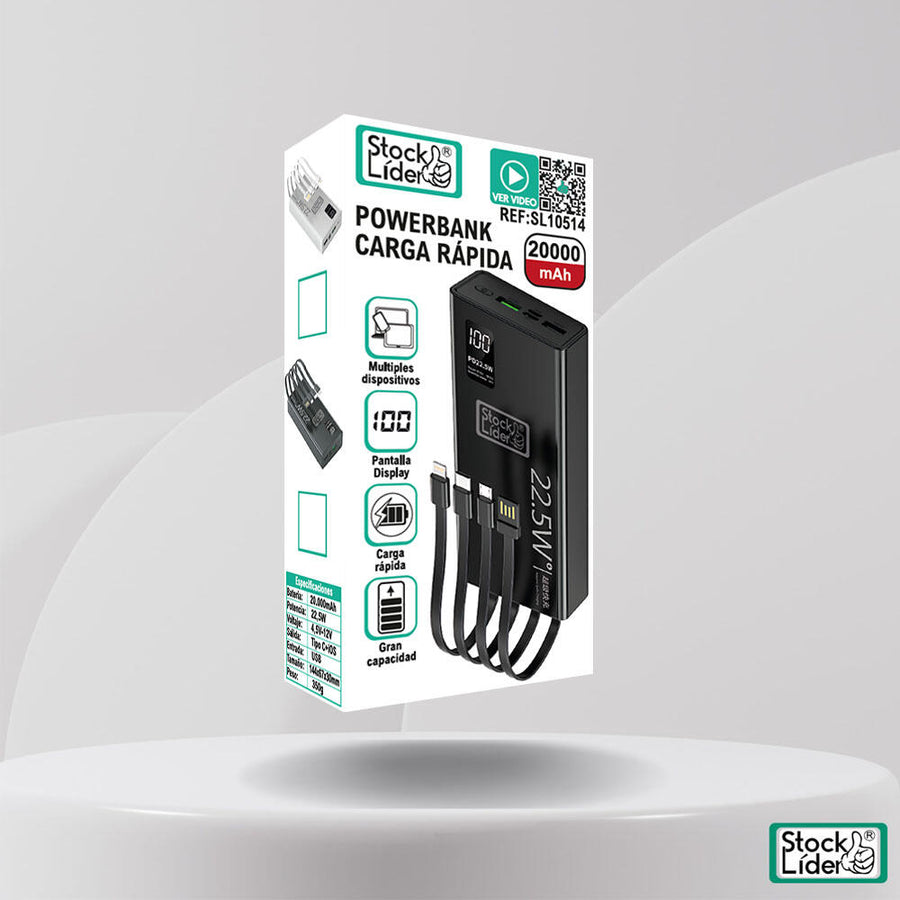 Powerbank carga rápida 20000mAh 22.5W