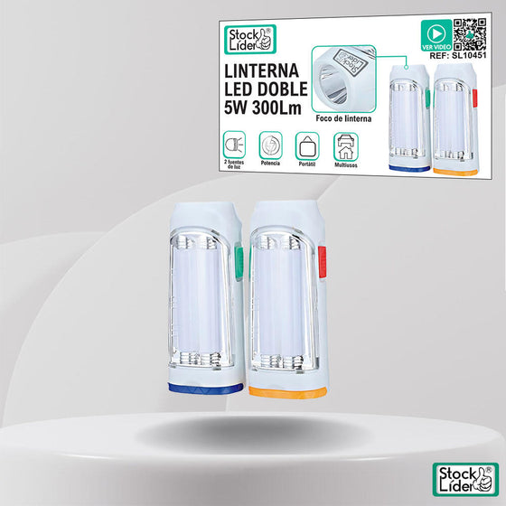 Linterna LED doble 5W 300Lm compacta