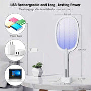 Matamoscas eléctrico recargable 2 en 1