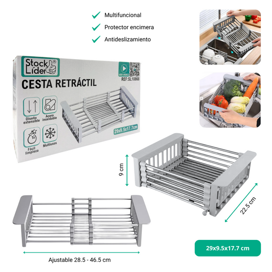 Cesta retráctil para fregadero | ViamoMas