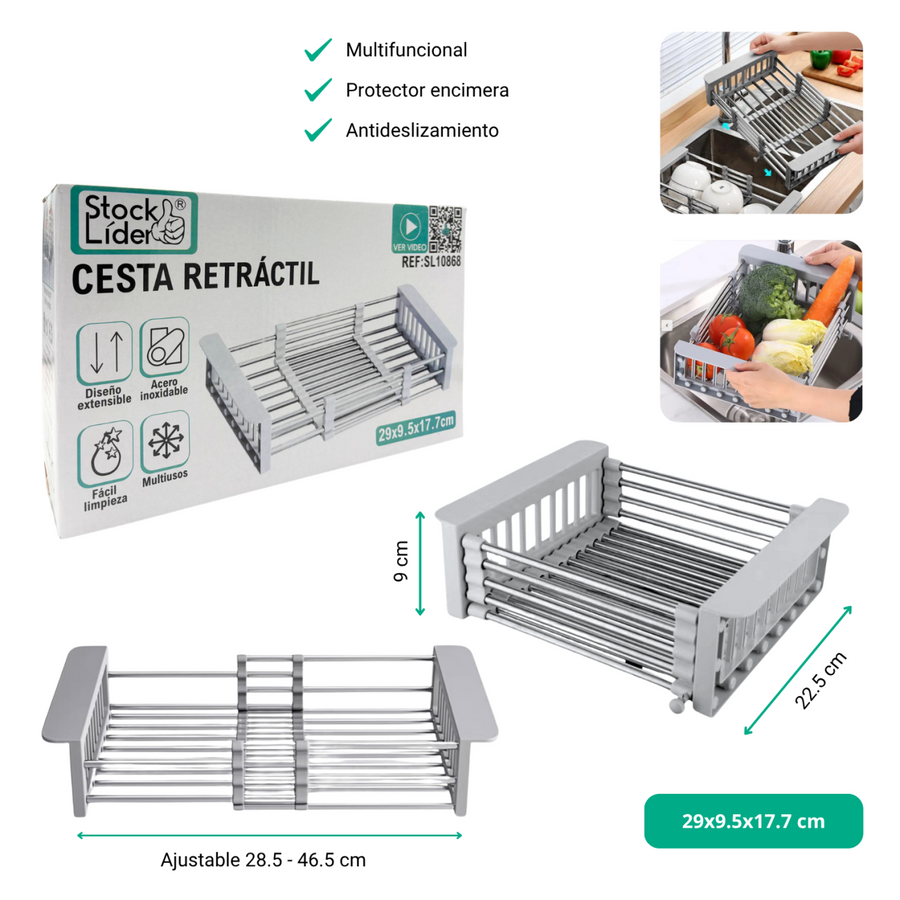 Cesta retráctil para fregadero | ViamoMas