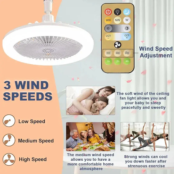 Lámpara ventilador techo LED con mando