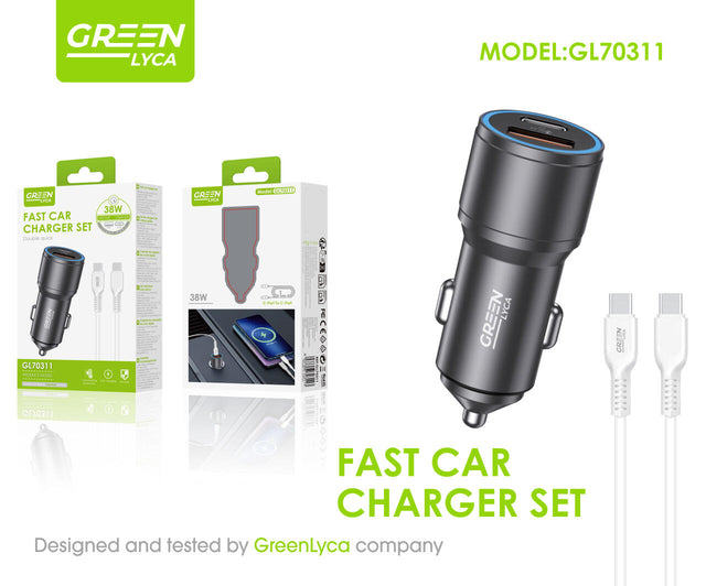 Cargador coche USB-C PD con cable C a C