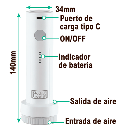 Bomba de vacío inalámbrico para bolsas