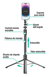Palo selfie trípode con mando | ViamoMas