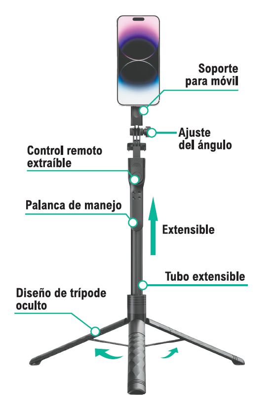 Palo selfie trípode con mando | ViamoMas