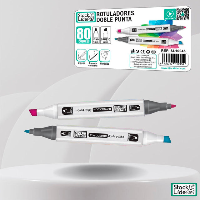 Rotulador marcador doble 80 colores