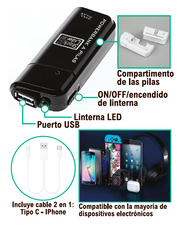 Powerbank a pilas AA con linterna LED