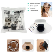 Gorra ventilador recargable USB y solar