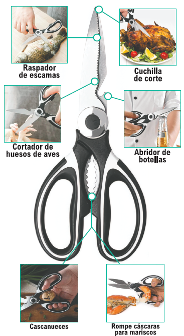 Tijeras de cocina multiusos de acero 304