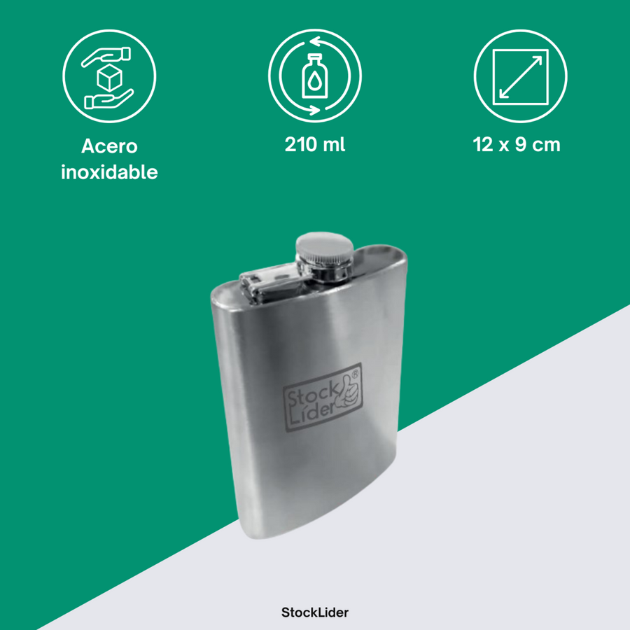 Petaca de acero inoxidable compacta