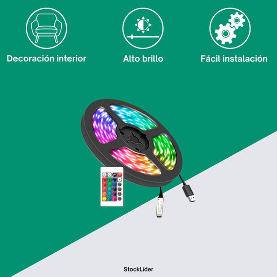 Tira LED RGB 5m USB para habitación
