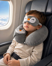Almohada de viaje infantil con antifaz