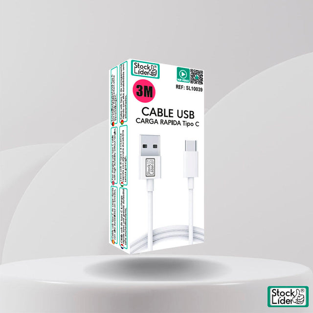 Cable tipo C 3m | Carga cómoda y rápida