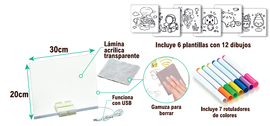 Pizarra con Luz LED 20x30 | Dibuja y Brilla