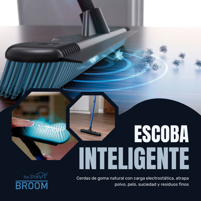 Escoba de goma multiusos con rasqueta