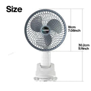 Ventilador portátil con pinza recargable