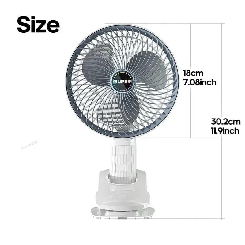 Ventilador portátil con pinza recargable