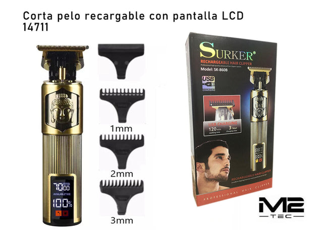 Cortapelo Recargable LCD 1 2 3 mm