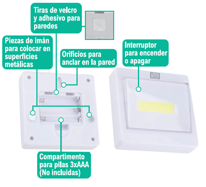 Lámpara COB 3W 200Lm portátil y fácil de instalar