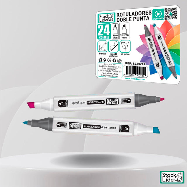 Rotulador marcador doble 24 colores
