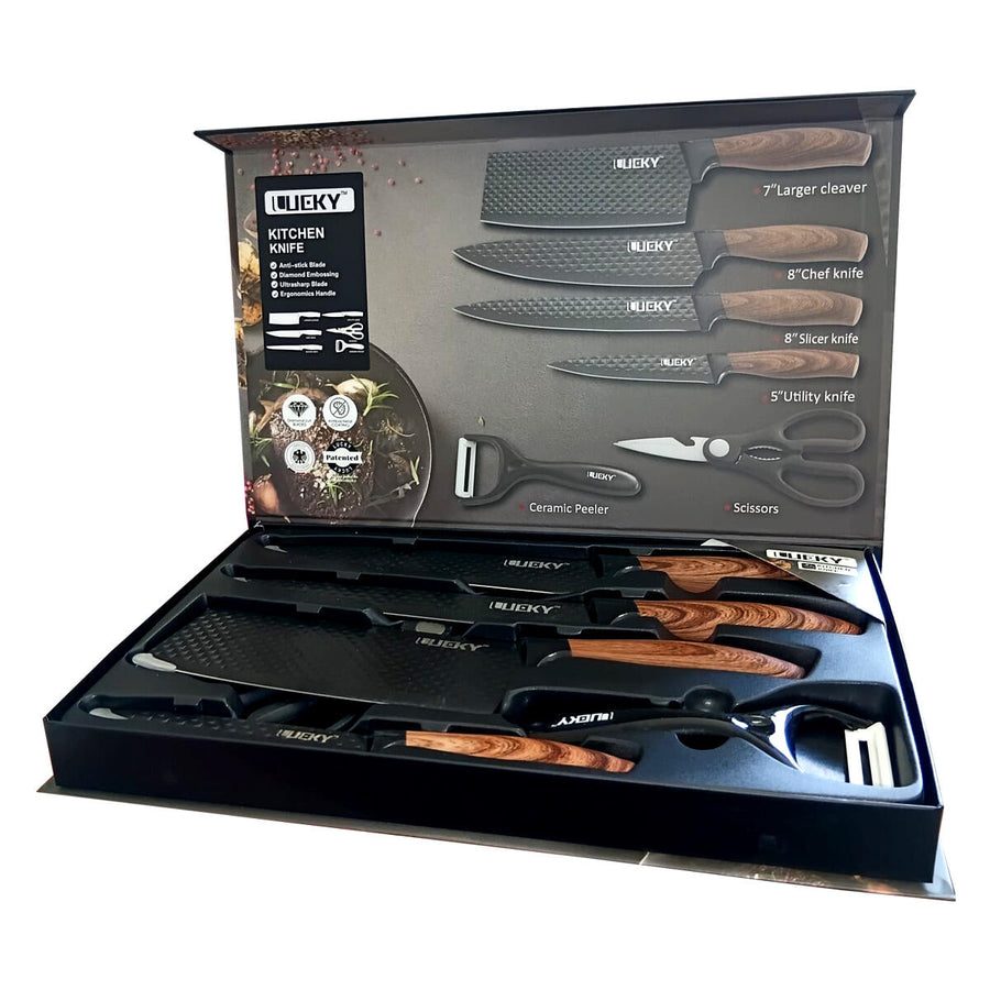 Juego de cuchillos cocina 6 piezas negro